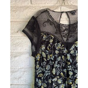 Torrid Size 1 (Plus) Floral Print Embroidered Gauze A-Line Dress